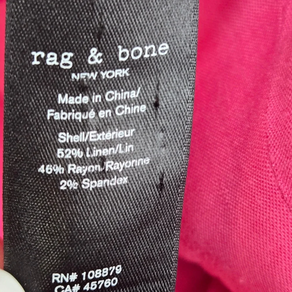 Rag & Bone Priya Linen Blend Vest Hot Pink Women Size 10 V-Neck Waistcoat - Picture 6 of 10